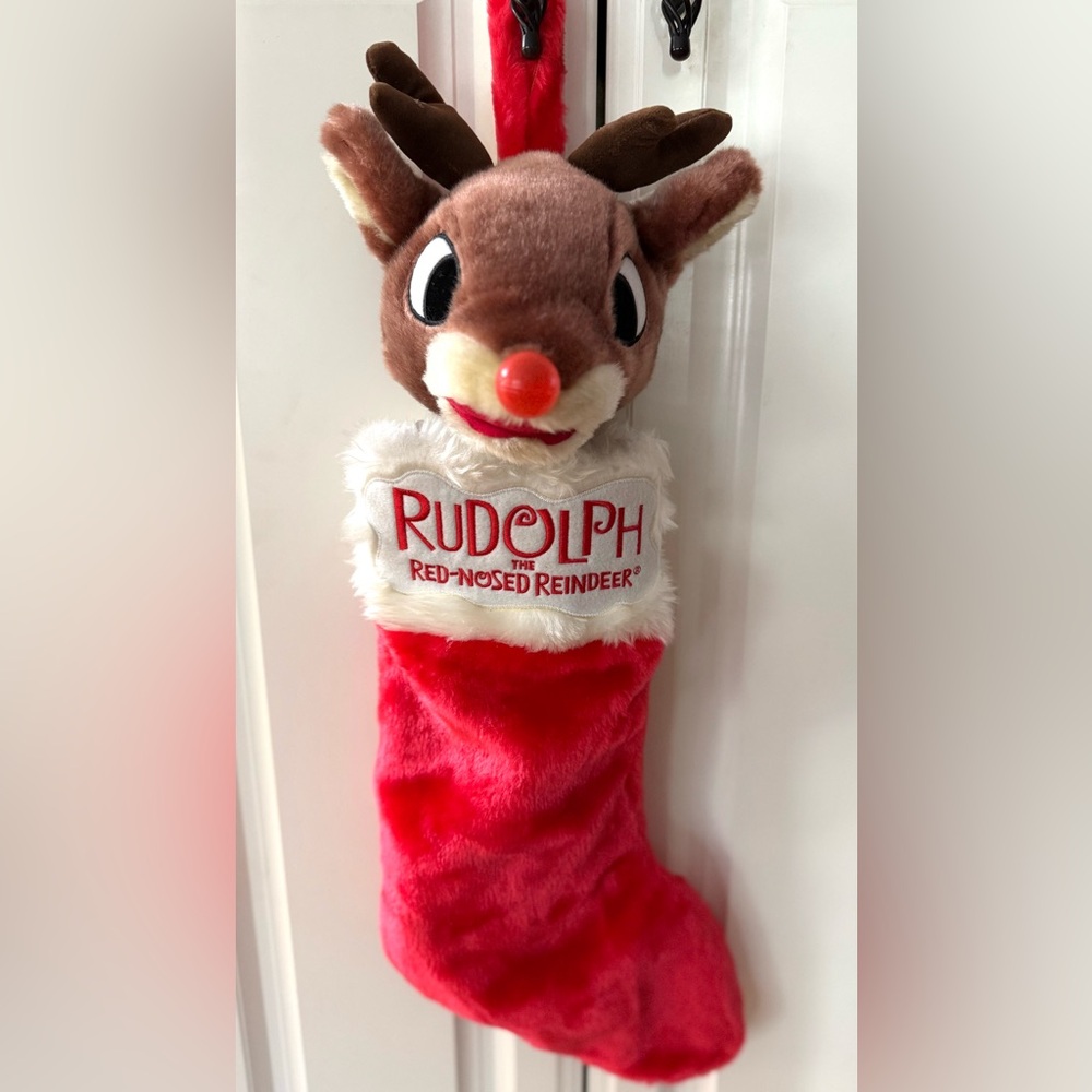 Vintage Gemmy Rudolph the Red Nose Reindeer Singing/Light Up Stocking